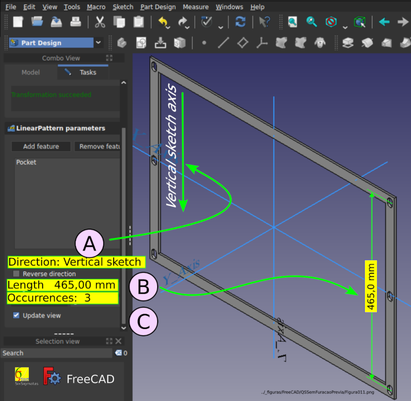 Ajustando os valores do Linear Pattern