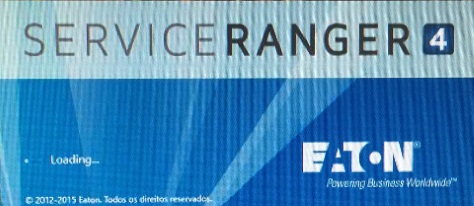 Tela de inicialização do ServiceRanger4 mostrada em um notebook.